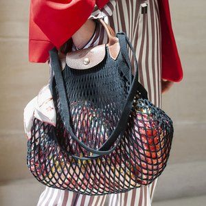 LONGCHAMP Le Pliage Filet Canvas Top Handle Bag